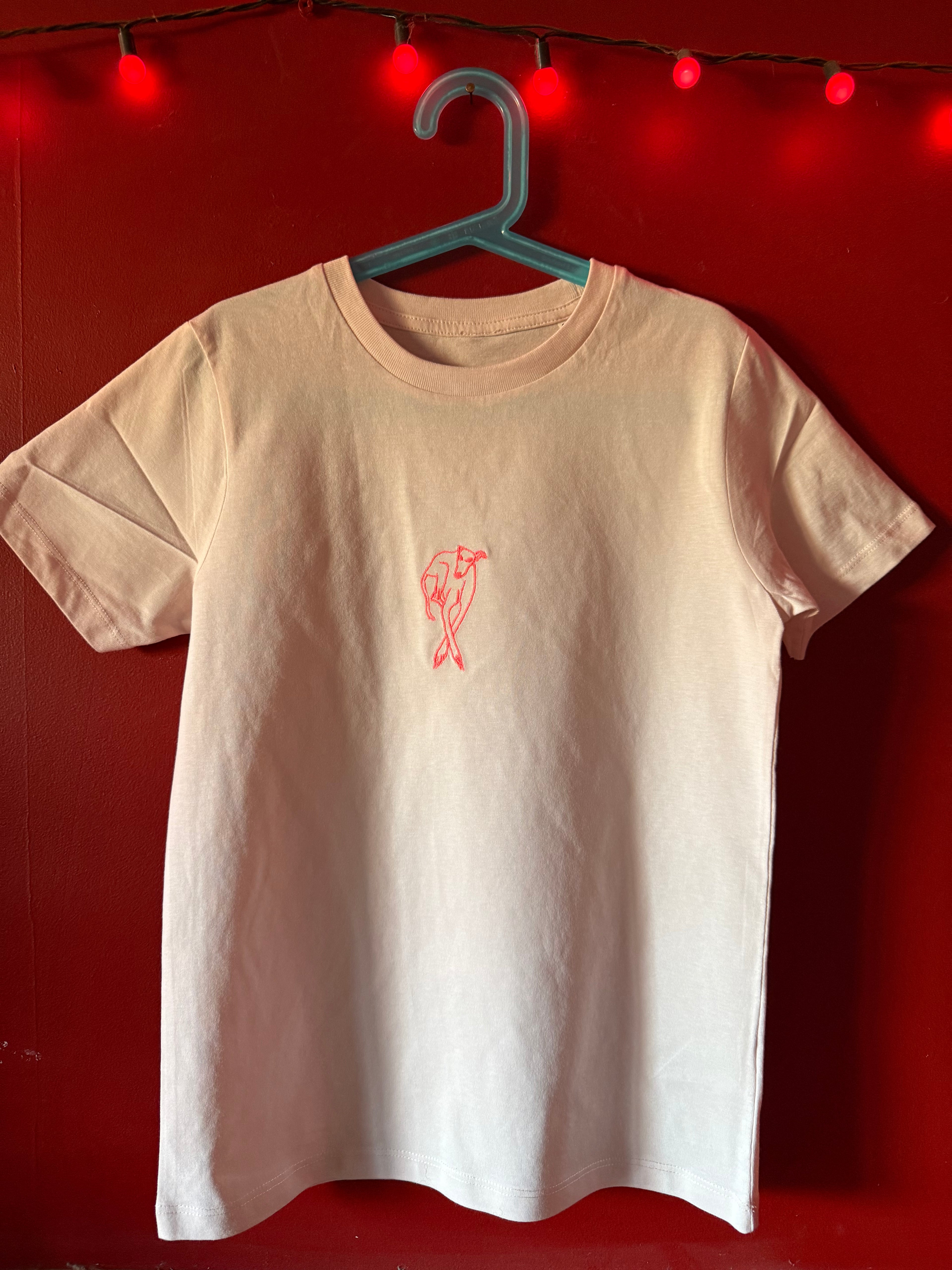 Neon Embroidered Crossed Paws on Baby Pink A9-11Yrs