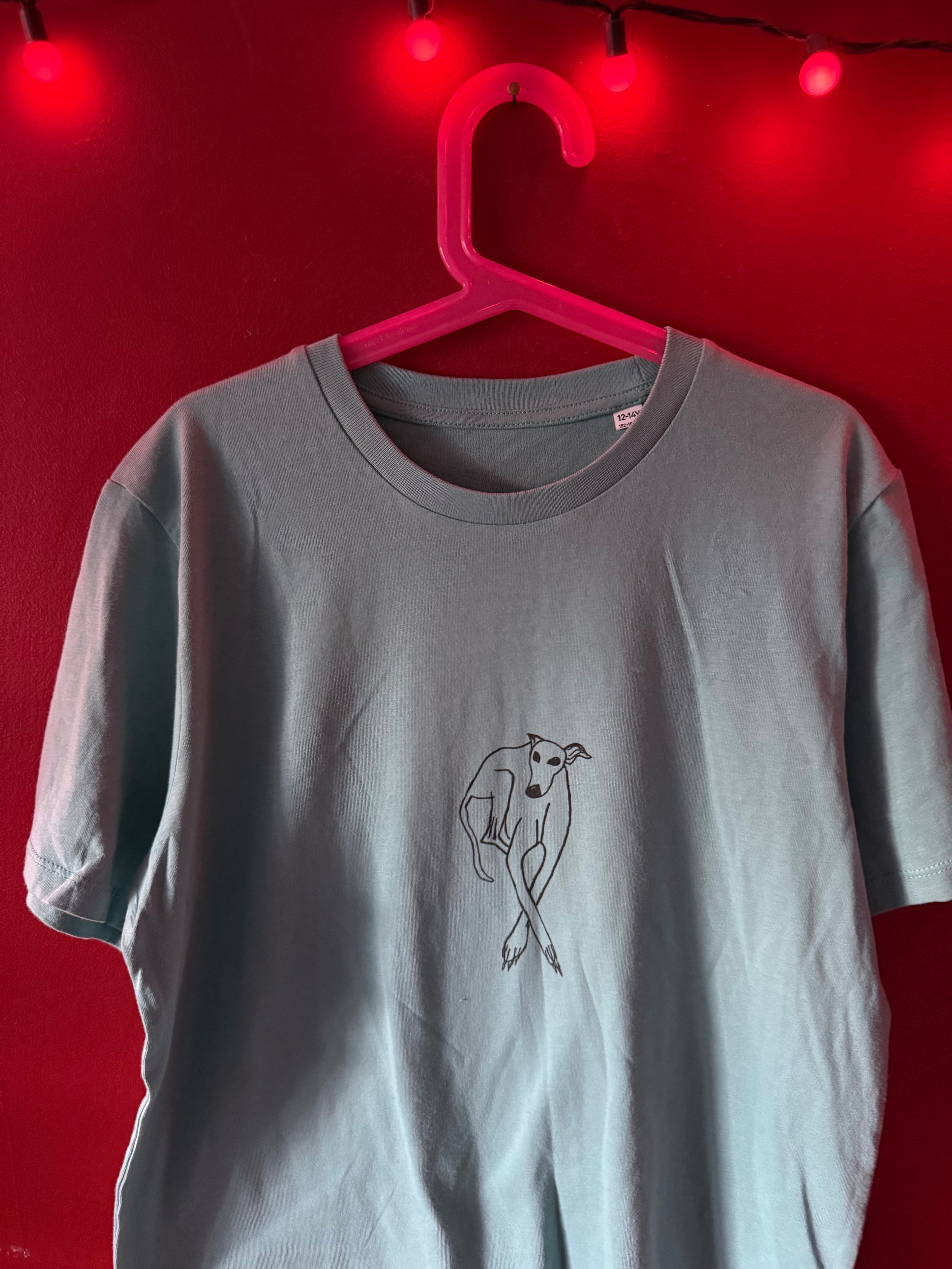 Crossed Paws Printed on Organic Teal T Shirt Age 12-14 Years