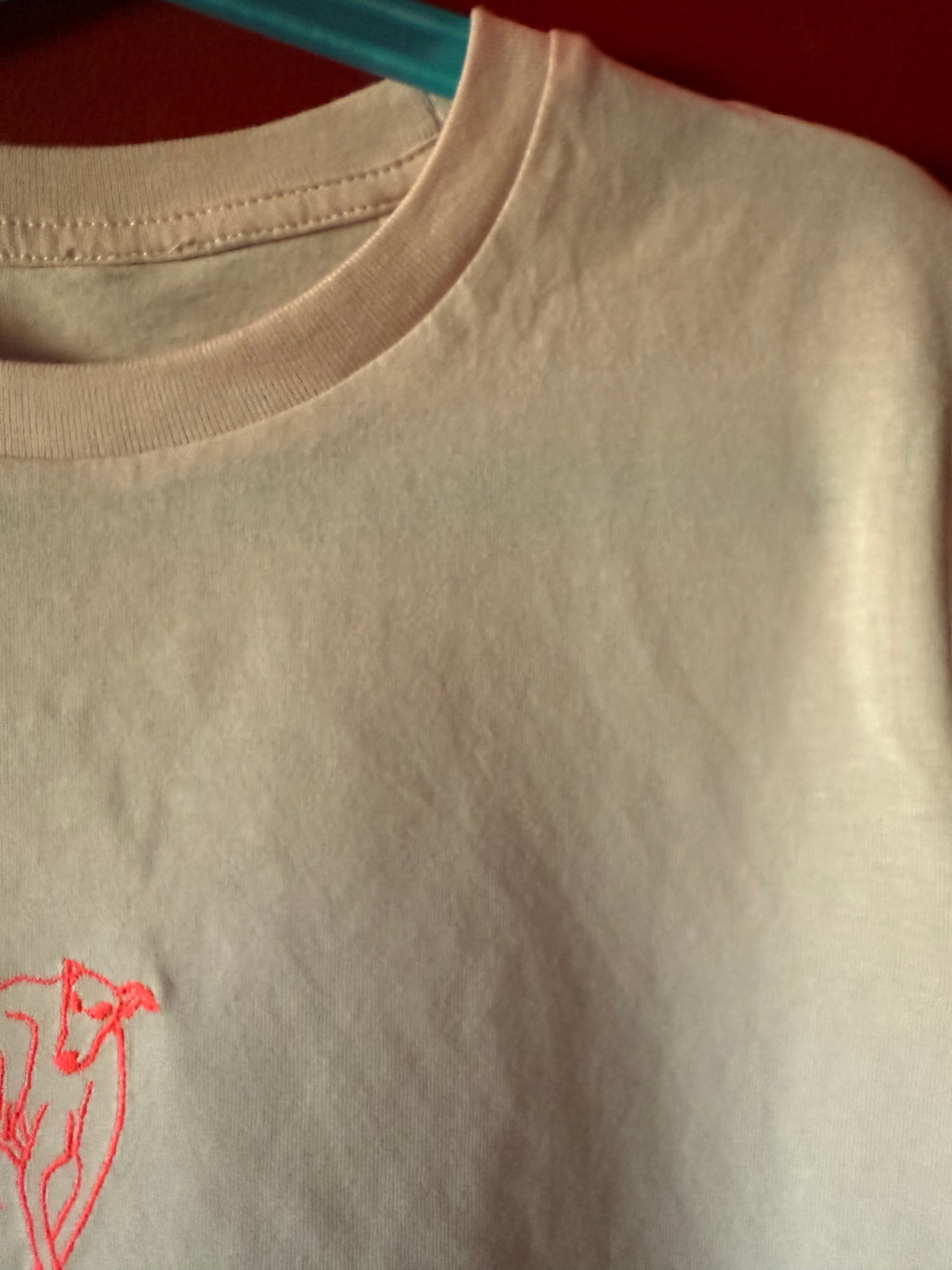 Neon Embroidered Crossed Paws on Baby Pink A9-11Yrs