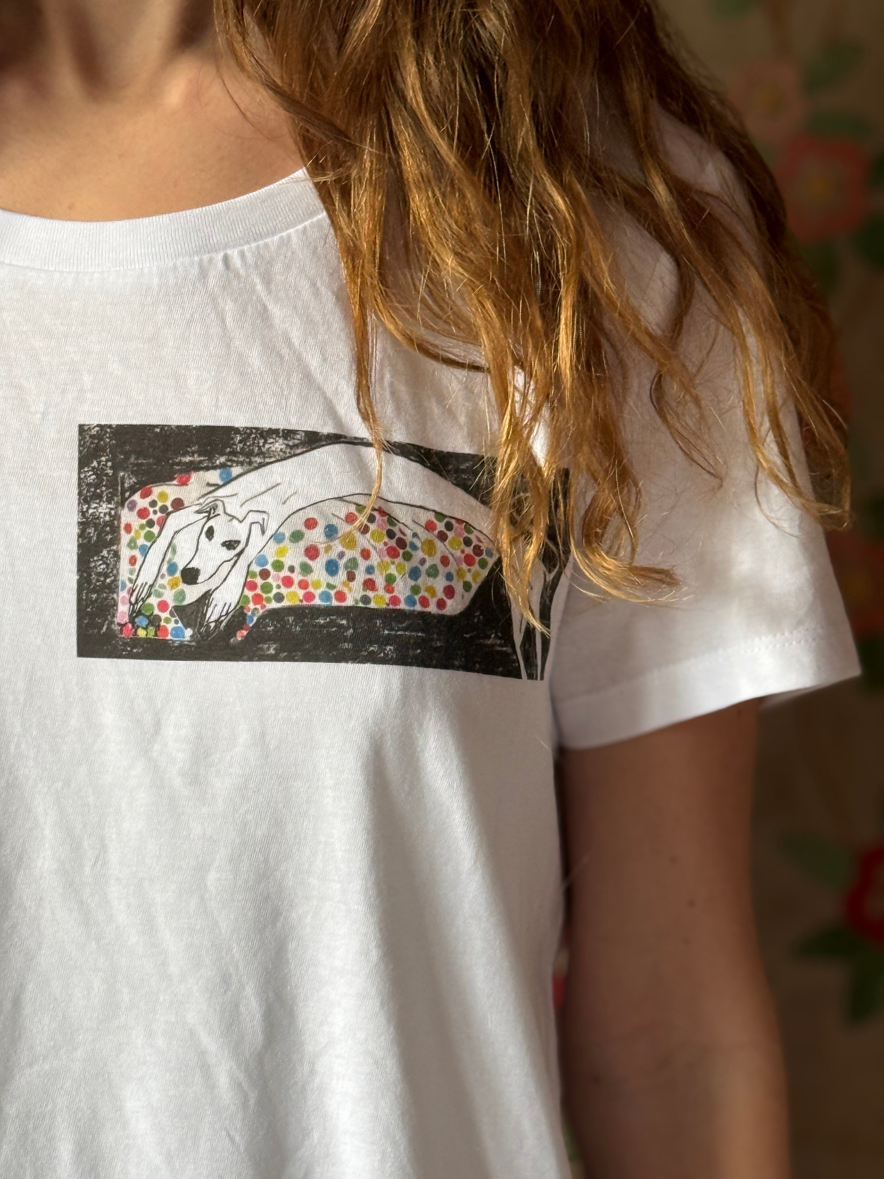 Hound on Beanbag Printed onto a unisex Organic T Shirt M