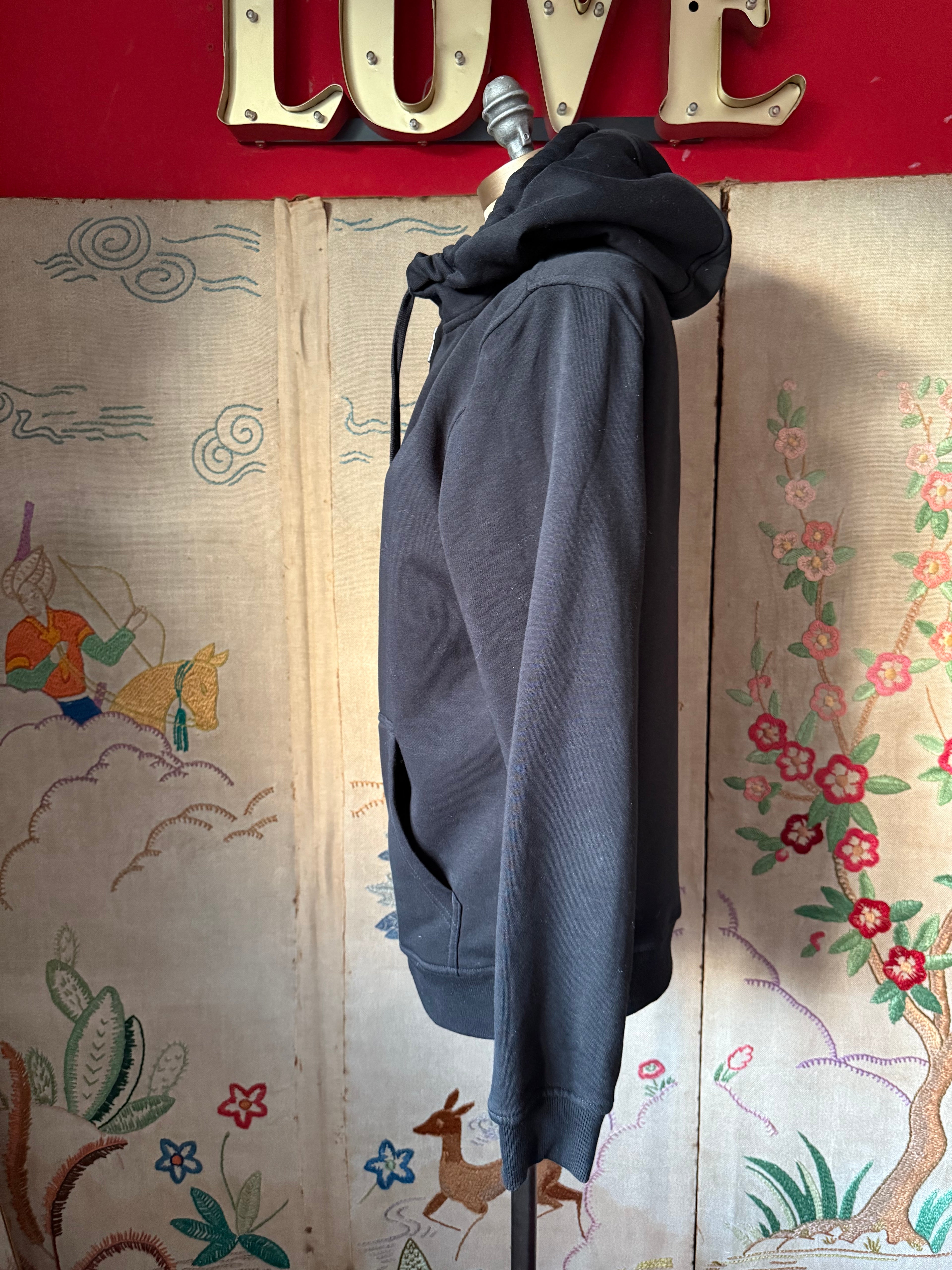 Leaping Hound Embroidered Black Hoodie S (Fits up to including a 12)