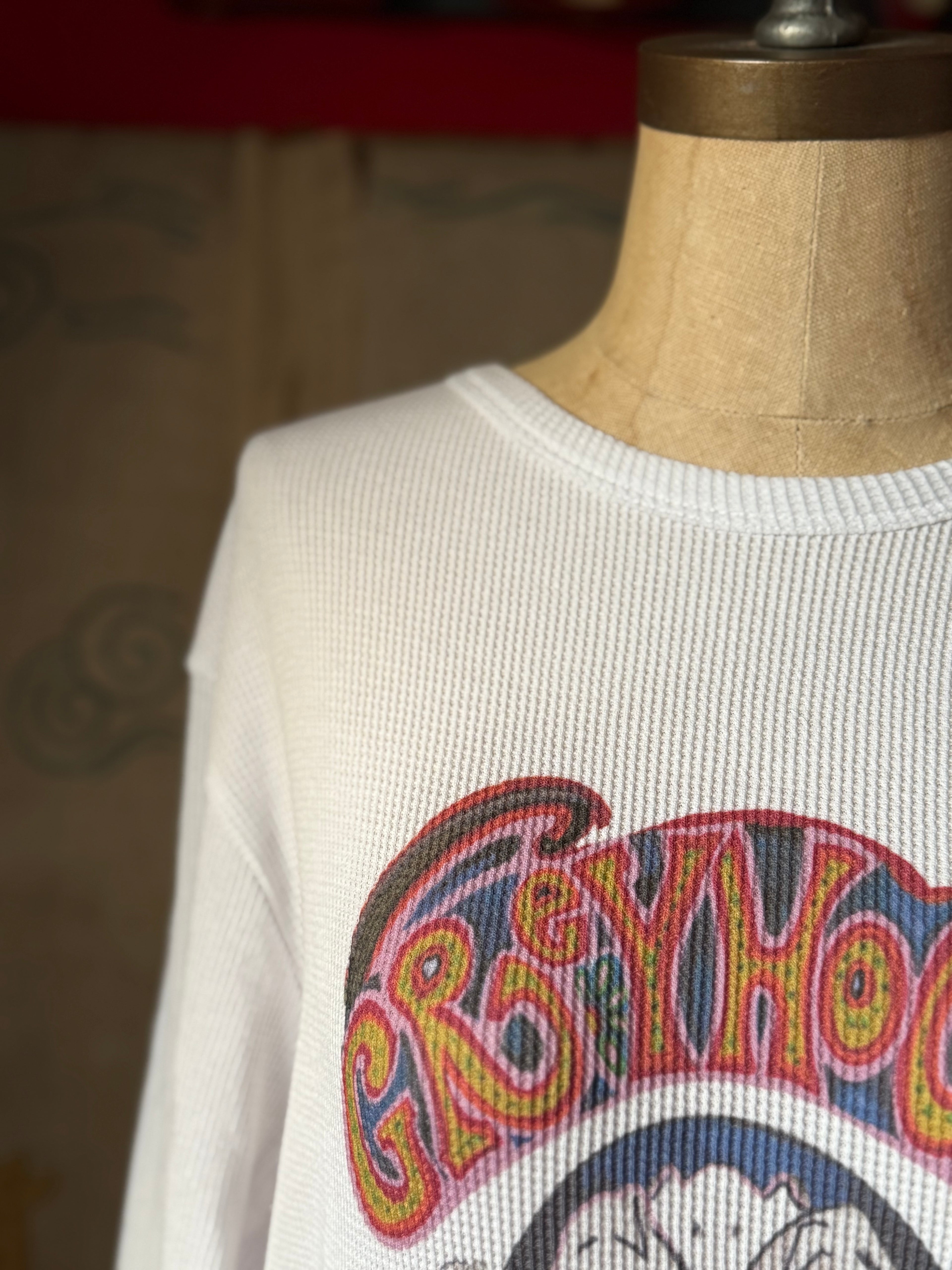 Thermal Waffle Long Sleeved Top L Greyhound Sixties Surfer Design