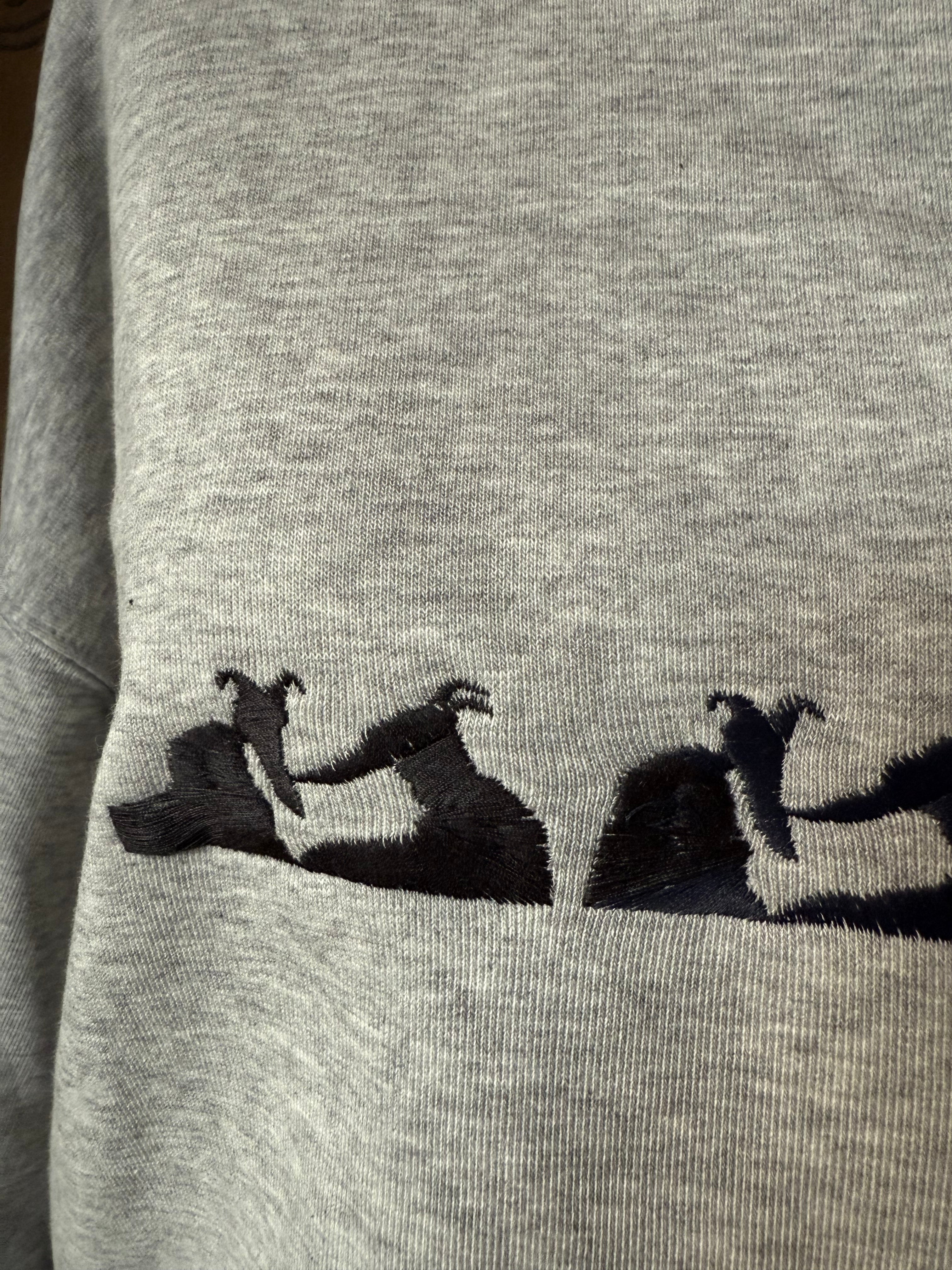 Navy Embroidered Houndsline on Grey Sweatshirt M